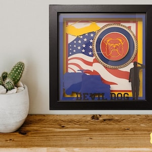 Military Shadow Box Template Design Layered Svg Cricut File Marine Papercut Saluting Veteran Gift Retirement Present Armed Forces Light