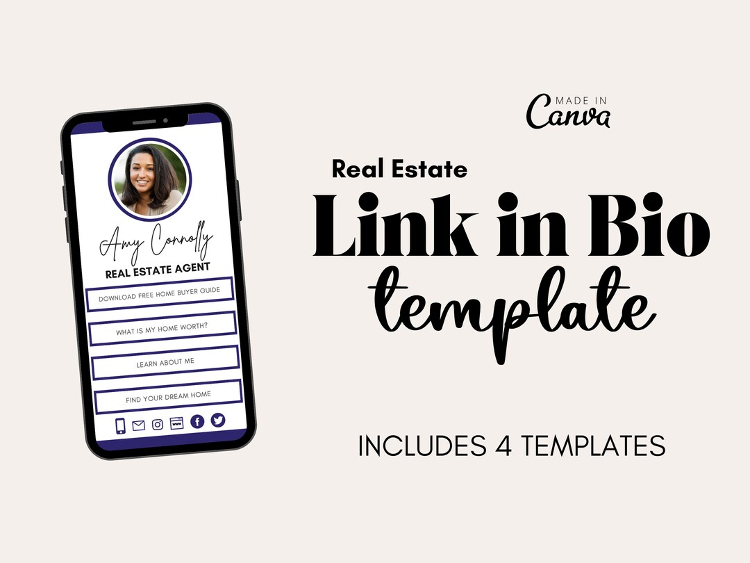 Blue Real Estate Link in Bio Templates Real Estate Marketing Etsy