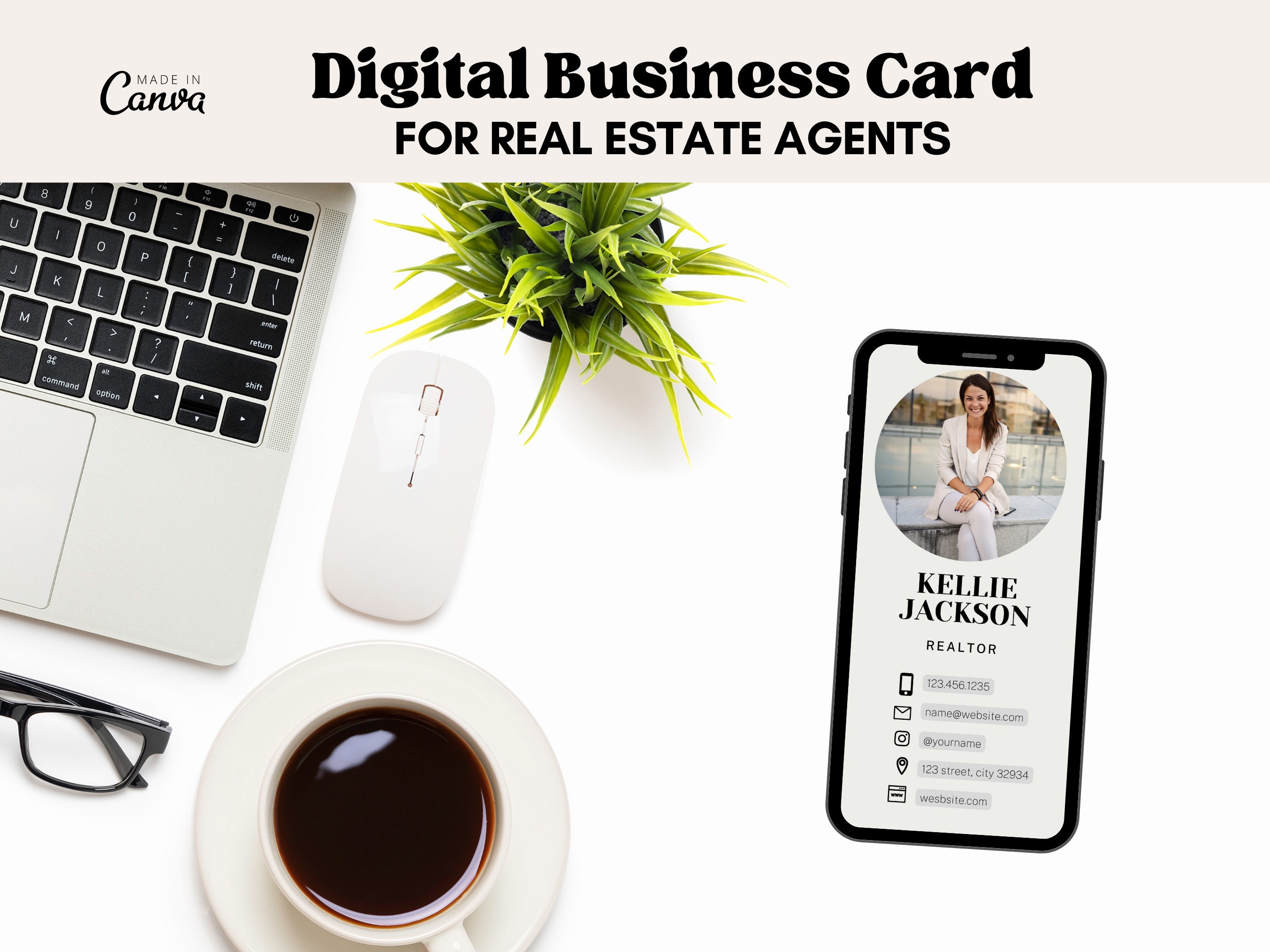 Real Estate Digital Business Card Real Estate Marketing Real Etsy
