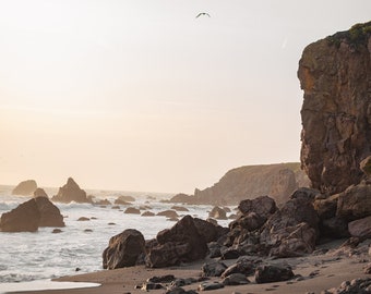 Ocean Horizon Sunset Photograph | DIGITAL DOWNLOAD | Big Sur Beach Scene Print, Coastal Sunset Wall Art, California Golden Coast, Home Decor