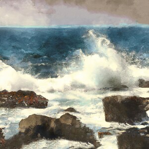 Waves Crashing Watercolor | DIGITAL DOWNLOAD | Ocean Scene Print, Wall Art, Coastal Home Decor