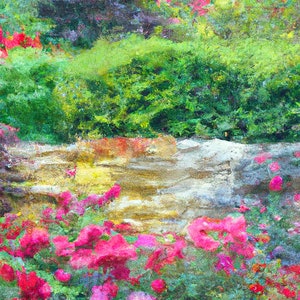 Wild Flowers | DIGITAL DOWNLOAD | Garden Scene Print, Roses Wildflowers Wall Art, Home Decor