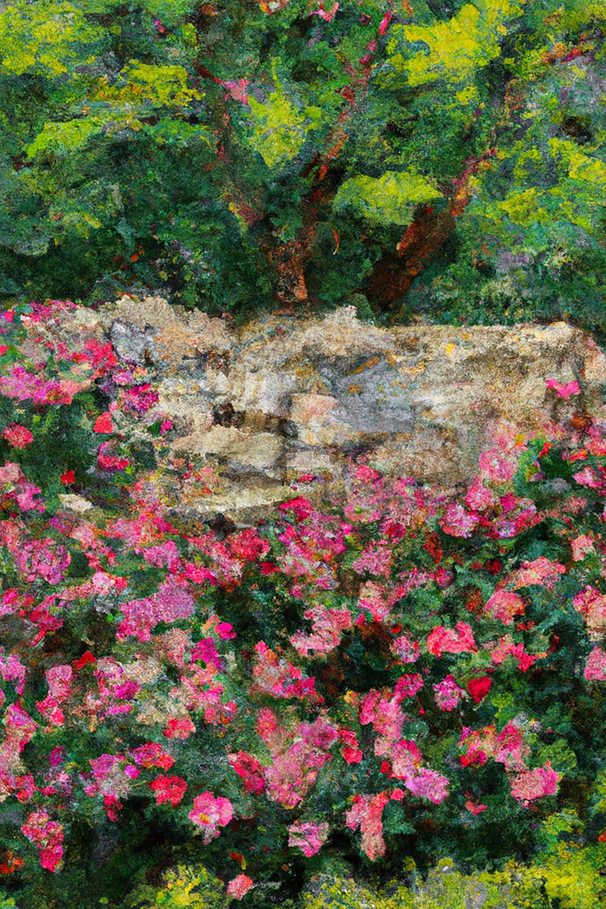 Pink Rose Garden DIGITAL DOWNLOAD Garden Scene Print, Flowers Wall Art ...