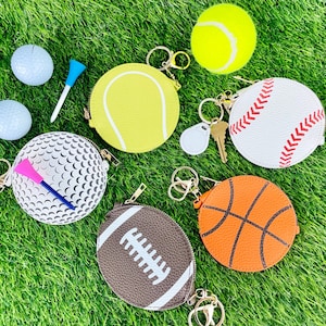 Sports Ball Coin Purse Keychain, Team Gift