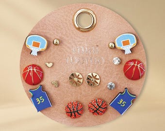 Basketball Stud Earring Set: Sports Game Day Jewelry Gift