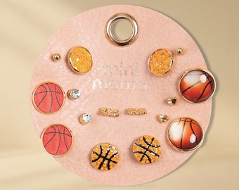 Basketball Stud Earrings Set: Sports Team Jewelry Gift
