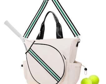 Tennis Racket Tote Bag: Polyester Sports Case with Shoulder Strap