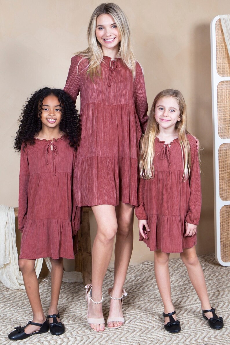 Mommy and Me Matching Dresses Pleats Print Long Sleeve - Etsy image.