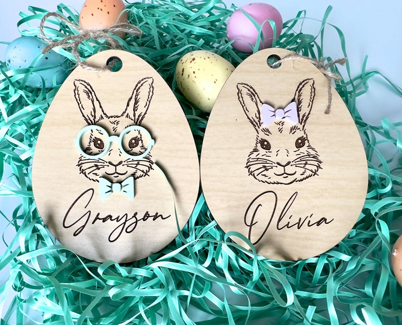 Easter Basket Name Tag, Easter Basket Tag, Customized Easter Basket Bunny, Personalized Easter Basket Name Tag image 2