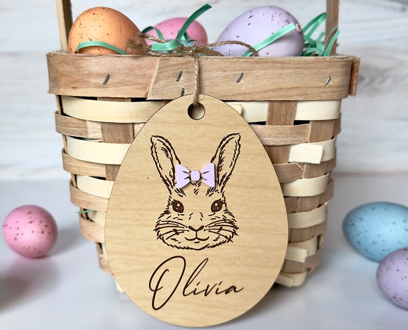 Easter Basket Name Tag, Easter Basket Tag, Customized Easter Basket Bunny, Personalized Easter Basket Name Tag image 4