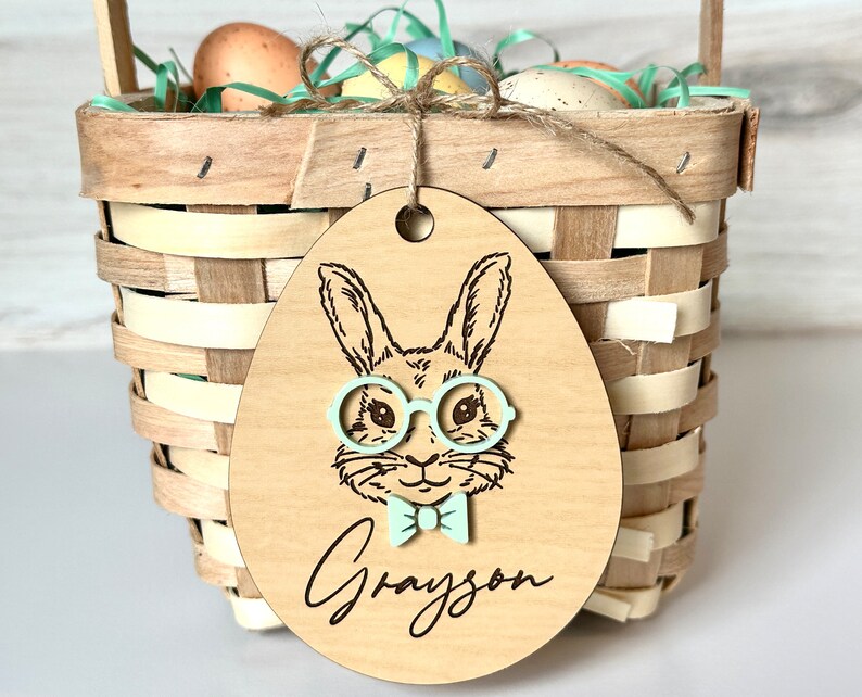 Easter Basket Name Tag, Easter Basket Tag, Customized Easter Basket Bunny, Personalized Easter Basket Name Tag image 7