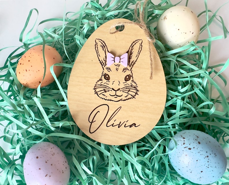 Easter Basket Name Tag, Easter Basket Tag, Customized Easter Basket Bunny, Personalized Easter Basket Name Tag image 5