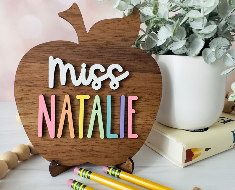 Teacher Name Plate Personalized, Teacher Desk Name Plate, Teacher Appreciation Gift Personalized, Gifts for Teachers, End of Year Gift image 1