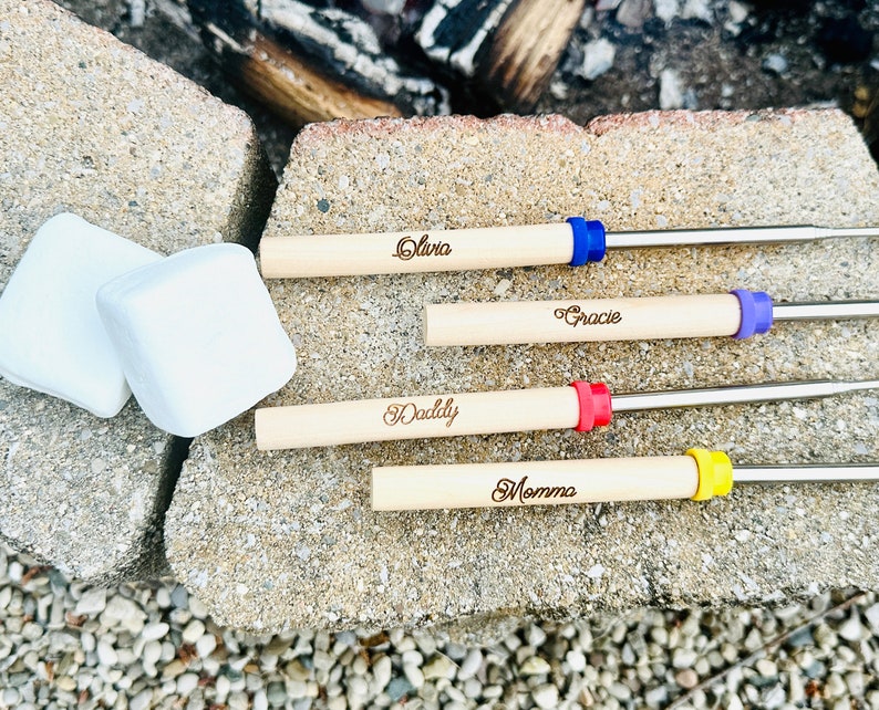 Personalized S'mores Board and Sticks, Housewarming Gifts for Families, Family Gifts, Camping Gifts, S'mores Charcuterie Board image 3