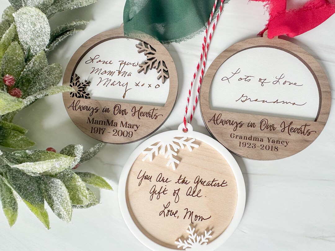 Personalized Engraved Memorial Ornament, Handwriting Keepsake Ornament