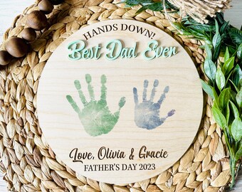 Hands Down Best Dad DIY Paint Handprint Gift, Best Dad Ever Father's Day Gift, Father's Day Handprint Sign, Father's Day Gift for Any Dad