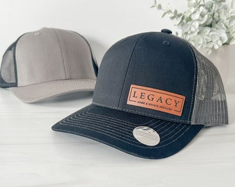 Custom Logo Leather Patch Trucker Hat, Custom Logo Hat, Logo Hat, Custom Hat, Logo Trucker Hat