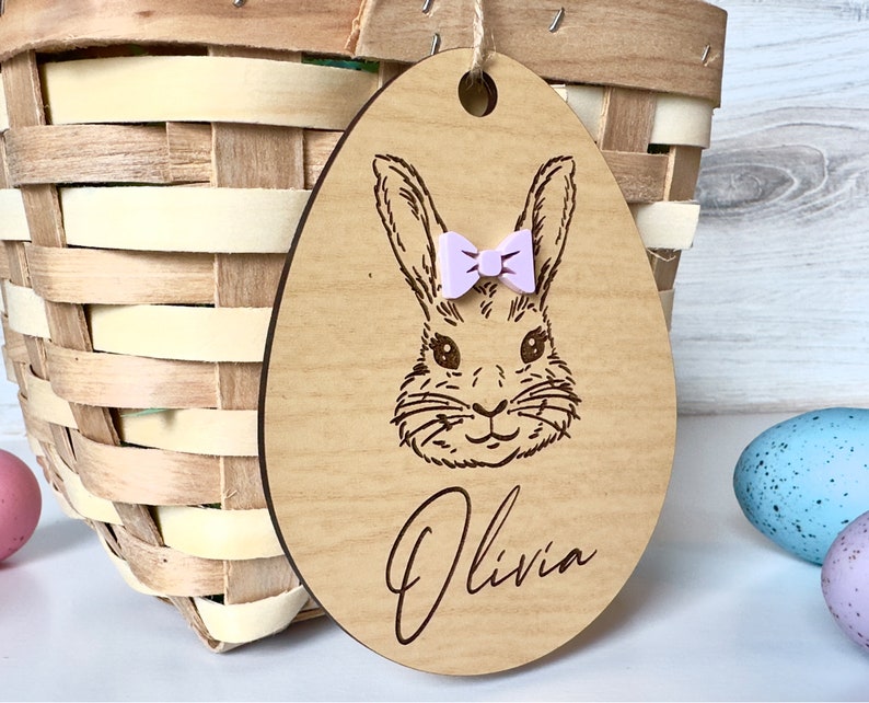 Easter Basket Name Tag, Easter Basket Tag, Customized Easter Basket Bunny, Personalized Easter Basket Name Tag image 6