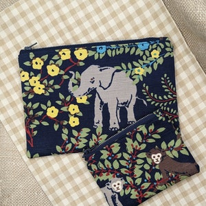 Elephant and Monkey Two Piece Pouch Set