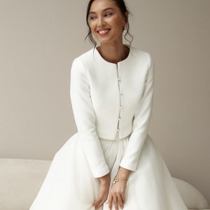 Giacca da sposa, cappotto da sposa, coprispalle in cashmere per la sposa, abito da sposa coprente, abito formale caldo e alto, bolero da sposa, coprispalle sposa autunnale immagine 2