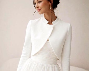 Bridal cape, Wedding bolero, Wrap coat wool, Cashmere jacket, Wedding wrap, Bridal outfit, Cashmere wedding shrug, White wool top for dress