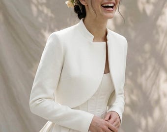 Bolero blanco para vestido de novia, capa para novia, chaqueta para invierno