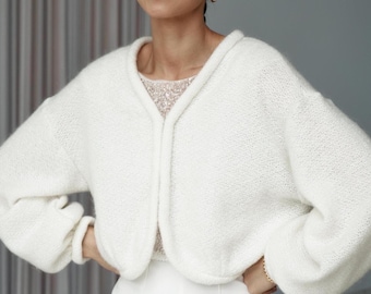 Bridal cardigan, wedding wool coat, bridal jacket, knitted cardigan for bride, ivory sweater, knitted shawl, wedding cover up, bridal shrug