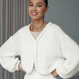 Bridal cardigan, wedding wool coat, bridal jacket, knitted cardigan for bride, ivory sweater, knitted shawl, wedding cover up, bridal shrug