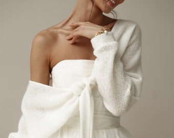 Bridal cardigan, knit jacket for wedding, bridal coat, modern bridal top, knit ivory shrung, Bridal wrap, wool ivory sweater, white pullover