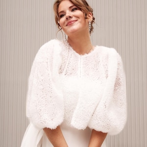 Wedding shrug bolero, Bridal party attire, Wedding dress sleeves plus size, Bridal cape, Tulle bridal jacket, Structured cardigan, White top