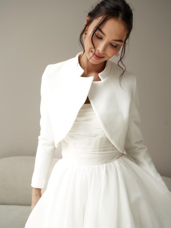 ivory jacket dress Bolero White Bridal Cape Winter Wedding Blazer Bride Jacket for Wedding Minimalist Stole Wedding Coat Bridal Shrug White Powercat