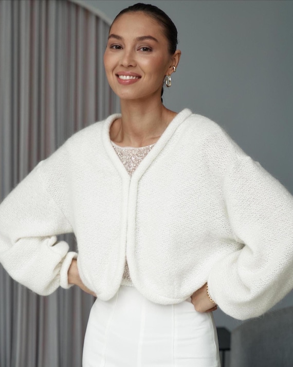 Bridal cardigan, wedding wool coat, bridal jacket, knitted cardigan for bride, ivory sweater, knitted shawl, wedding cover up, bridal shrug
