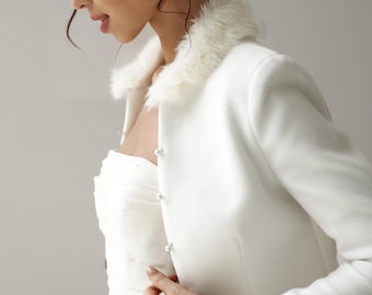 Wedding shrug bolero, Alpaca coat, Wedding blazer, Bolero jacket wedding, Wedding dress topper, Bridal party attire, Bride cover up