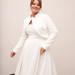 Jacket bride, bridal bolero jacket, wedding dress topper, white dress coat, wedding dress sleeves plus size, bolero for wedding gown. image 4