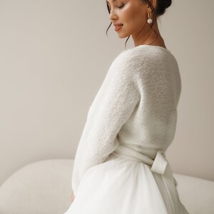Elegant Cropped Knitted Warm Wedding Evening Cardigan: Bridal Wool Shrug and Shoulder Wrap. The Ultimate Bridesmaids Cover & Dressy Jacket image 8