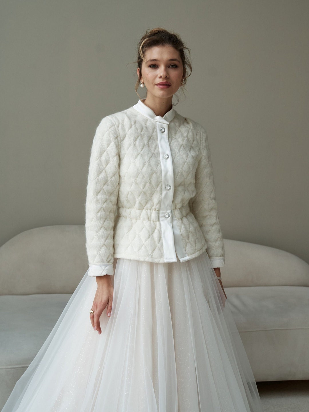 Wedding Jacket Quilted Bridal Coat Outdoor Wedding Cover Etsy