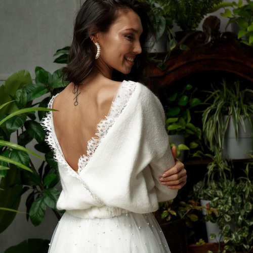 white lace sweater dress MARCIANO by GUESS Candice Lace-Trim Sweater Dress
