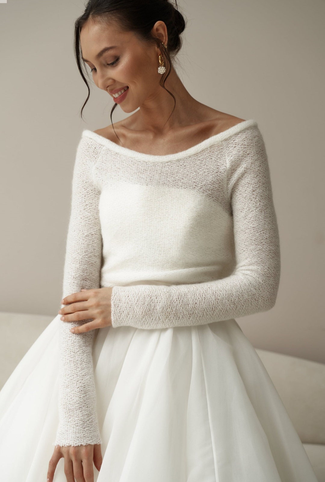 Bridal Bolero, Off-the-shoulder Top for Bride, Bridal Dress Topper ...