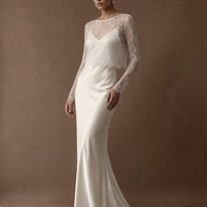 Wedding Lace Topper Bridal Overlay Top Wedding Dress Sleeves Cover Up For Bride image 5