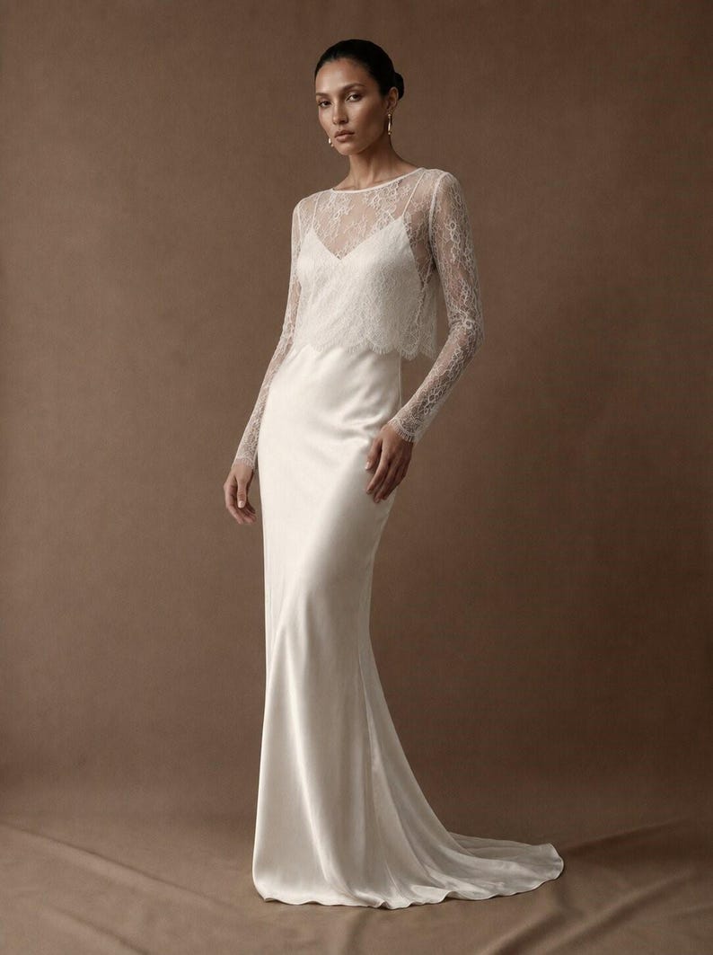 Wedding Lace Topper Bridal Overlay Top Wedding Dress Sleeves Cover Up For Bride image 5