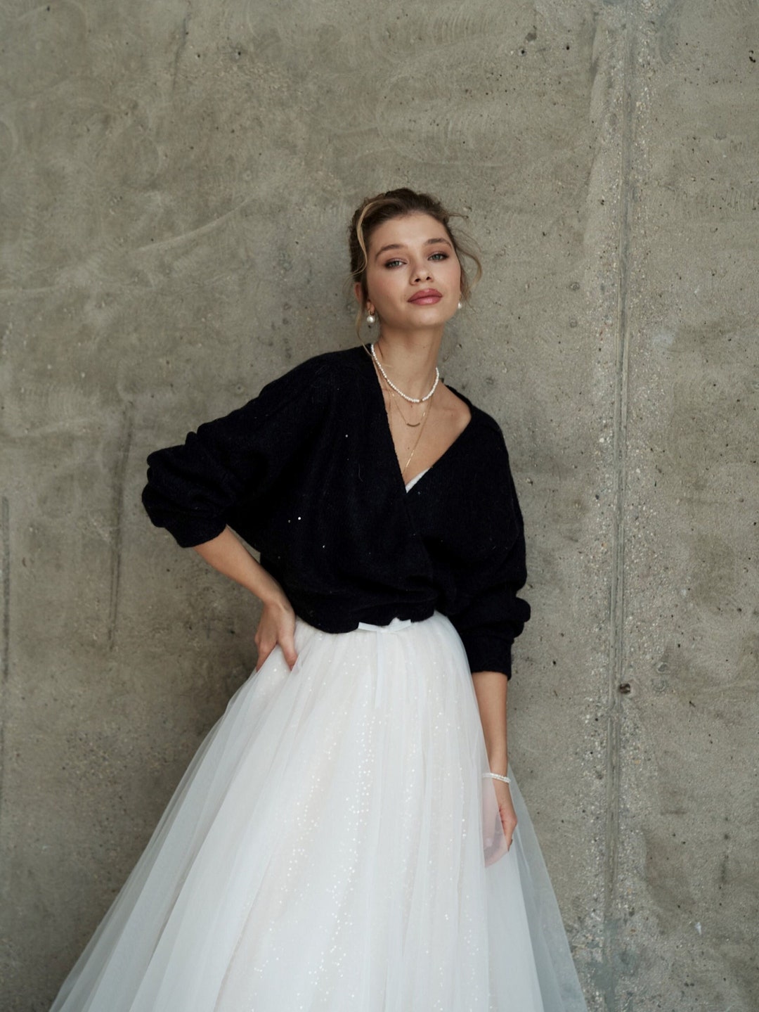 Bridal Coat, Wedding Jacket for Bride, Black Mohair Coat, Cardigan for ...