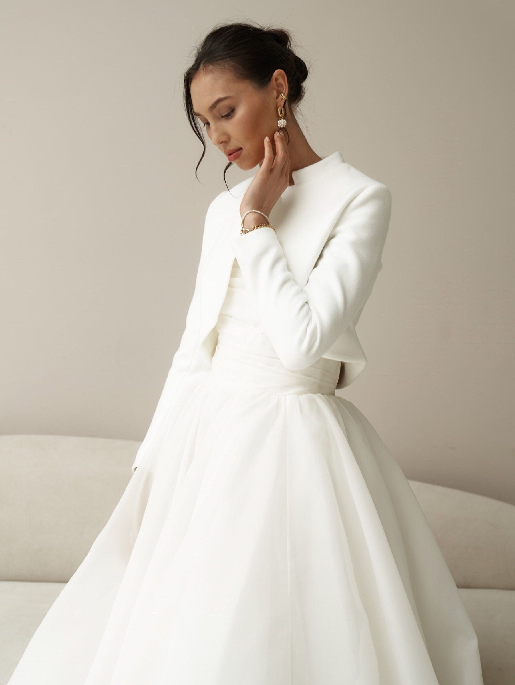 Bridal Coat, Wedding Lace Jacket, White Jacket for Bride