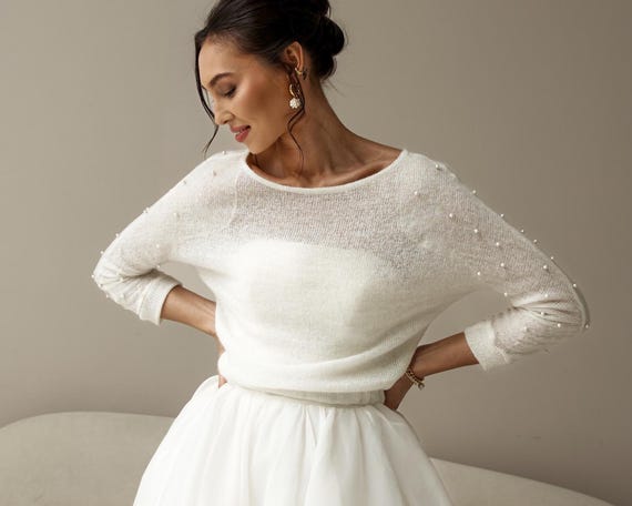 ivory shrugs and boleros for evening dresses Wedding shrug sweater, bridal bolero cover up, gift bride, bardot bridal top, boat neck cardigan, White cover up for gown, bridal sleeve YGroup_5layertutu