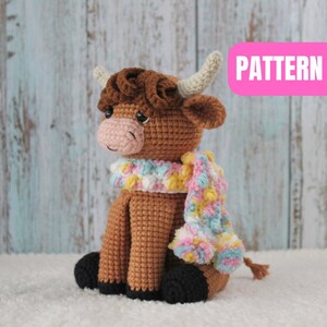 Amigurumi sitting highland cow crochet pattern | PDF File