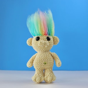 Crochet yellow troll amigurumi plushie doll