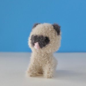 Crochet fuzzy baby pug puppy dog amigurumi stuffed animal fluffy puppy