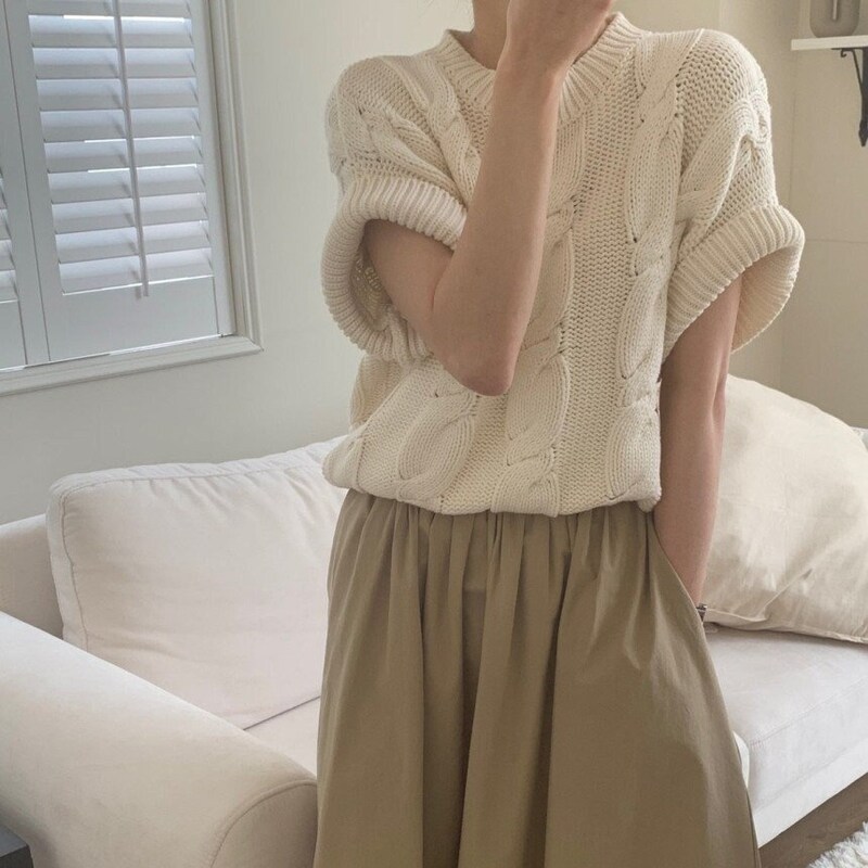 少也眼 Korean Off-Shoulder Slouchy Knit Sweater