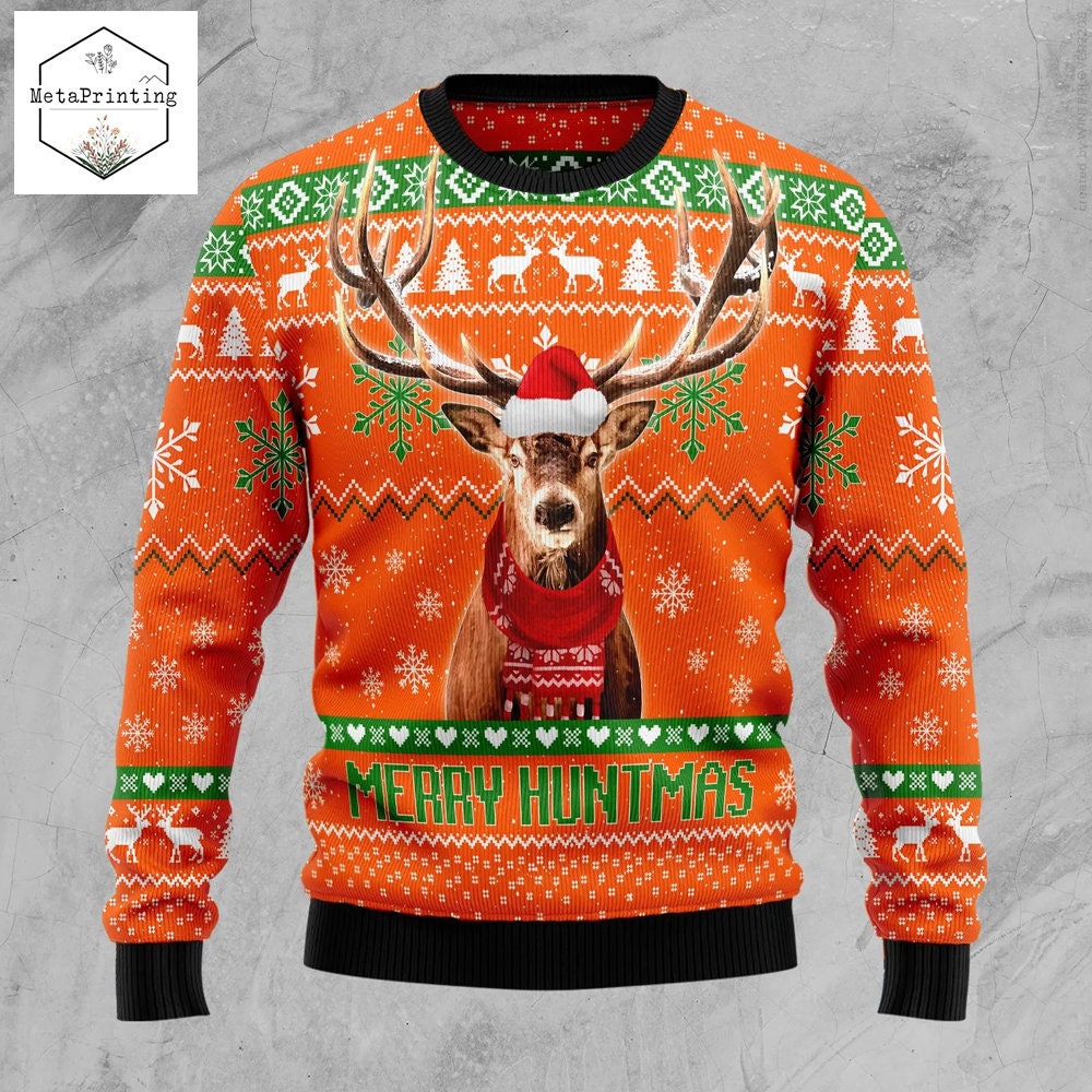 Discover Deer Merry Huntmas Ugly Christmas Sweater