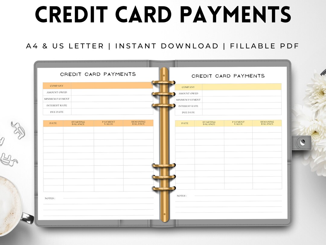 Credit Card Payments Tracker, Debt Payments Tracker, Bank Payments ...