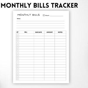 Monthly Bill Tracker, Monthly Bill Log, Bill Planner, Bill Management, Bill Payment Checklist, Bill Payment Tracker, Printable Bill manager